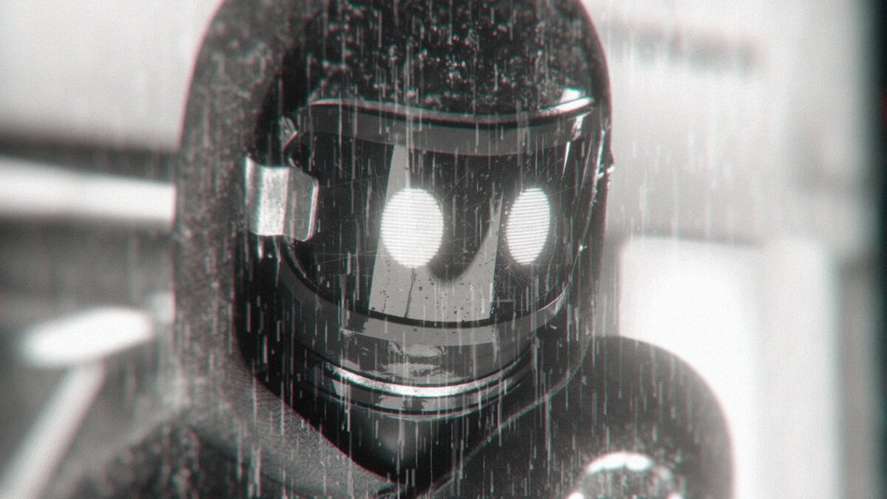 Wallpaper robot, cyborg, rain, bw, mask, sci-fi
