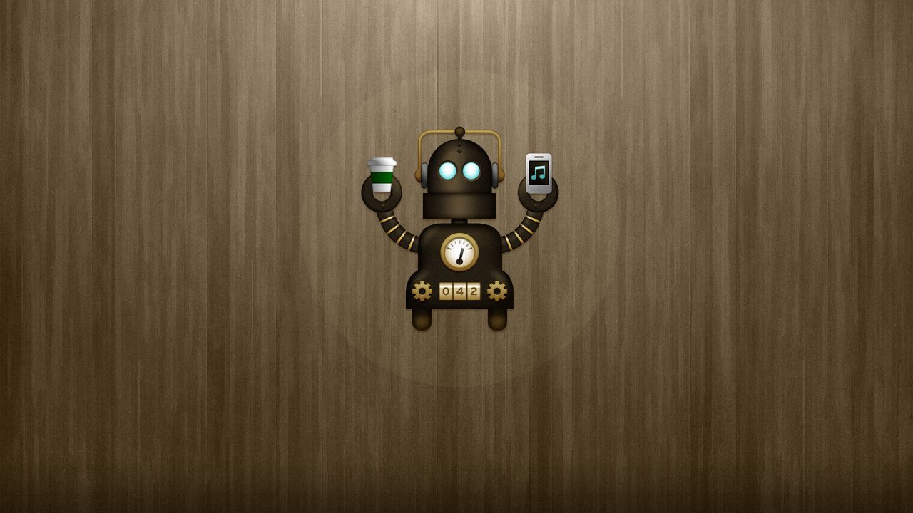 Wallpaper robot, glass, phone, vector