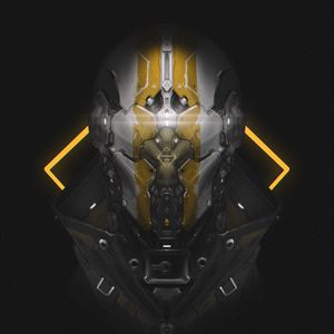 Preview wallpaper robot, helmet, mask, dark