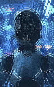 Preview wallpaper robot, honeycomb, blue