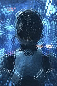 Preview wallpaper robot, honeycomb, blue