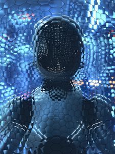 Preview wallpaper robot, honeycomb, blue