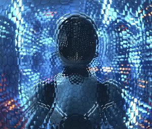 Preview wallpaper robot, honeycomb, blue