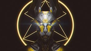 Preview wallpaper robot, mask, wolf, art, dark