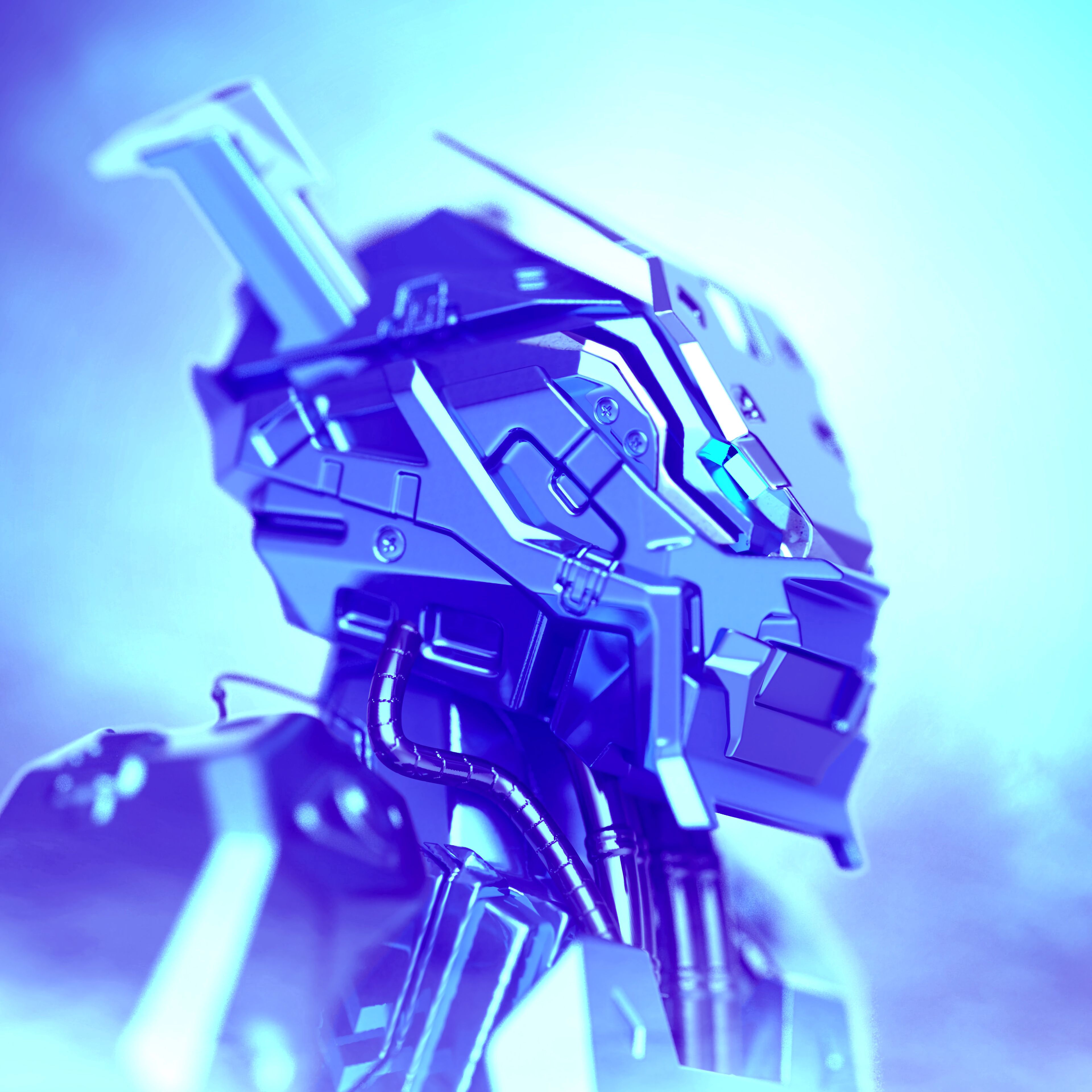 3840x3840 Wallpaper robot, metal, iron, art