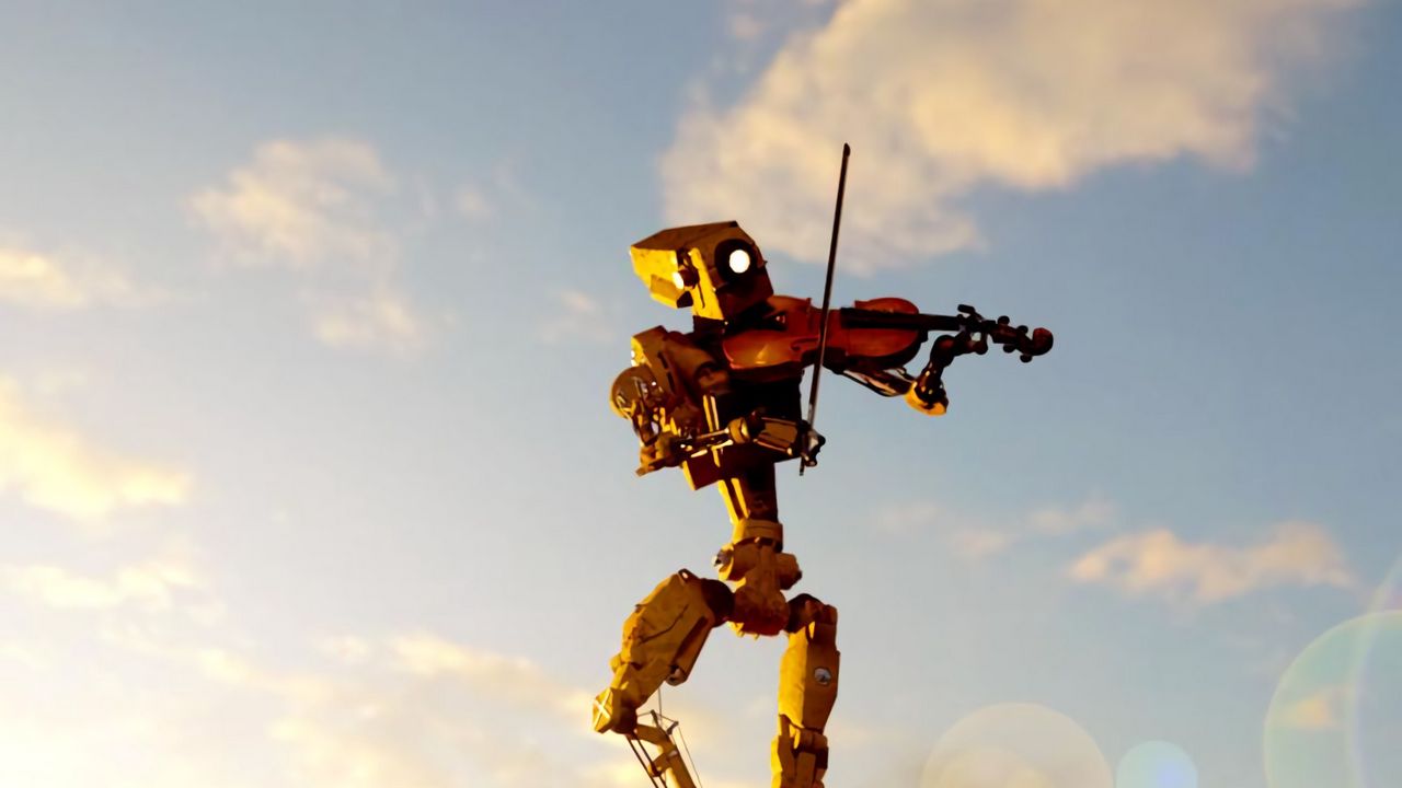 Wallpaper robot, violin, musician, machine, retro, art