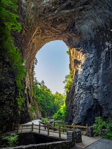 Preview wallpaper rock, arch, bridge, trees, nature