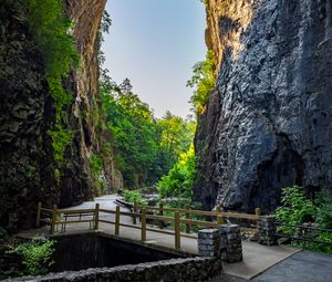 Preview wallpaper rock, arch, bridge, trees, nature