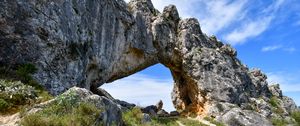 Preview wallpaper rock, arch, grass, stones, nature