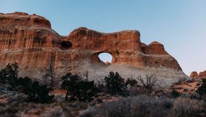 Preview wallpaper rock, arch, nature, landscape, bushes