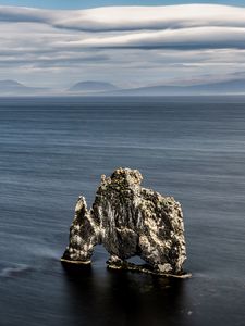 Preview wallpaper rock, arch, sea, landscape, nature, clouds