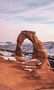 Preview wallpaper rock, arch, snow, landscape