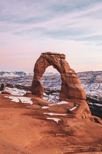Preview wallpaper rock, arch, snow, landscape