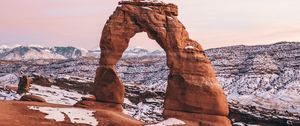 Preview wallpaper rock, arch, snow, landscape