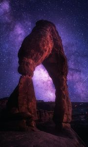 Preview wallpaper rock, arch, starry sky, night, dark