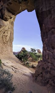 Preview wallpaper rock, arch, tree, nature, view