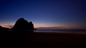 Preview wallpaper rock, beach, night, sea, dark