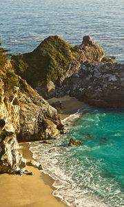 Preview wallpaper rock, beach, ocean, shore, bay