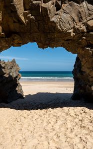 Preview wallpaper rock, beach, sand, sea, shadow, nature
