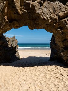Preview wallpaper rock, beach, sand, sea, shadow, nature