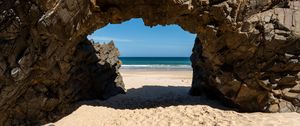 Preview wallpaper rock, beach, sand, sea, shadow, nature