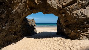 Preview wallpaper rock, beach, sand, sea, shadow, nature