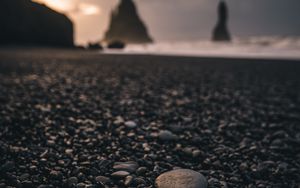 Preview wallpaper rock, beach, sunset, rocks