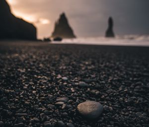 Preview wallpaper rock, beach, sunset, rocks