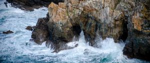 Preview wallpaper rock, cave, sea, waves, foam, nature