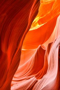 Preview wallpaper rock, cave, waves, nature, light, red