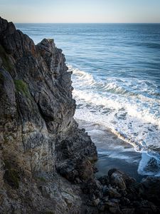 Preview wallpaper rock, cliff, coast, sea, waves