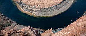 Preview wallpaper rock, cliff, river, plateau, nature, height