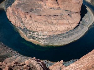 Preview wallpaper rock, cliff, river, plateau, nature, height