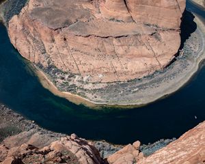 Preview wallpaper rock, cliff, river, plateau, nature, height