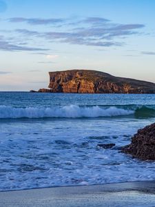 Preview wallpaper rock, cliff, sea, landscape, nature, waves