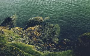 Preview wallpaper rock, cliff, sea, stones, nature