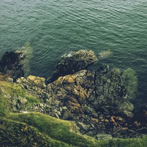 Preview wallpaper rock, cliff, sea, stones, nature