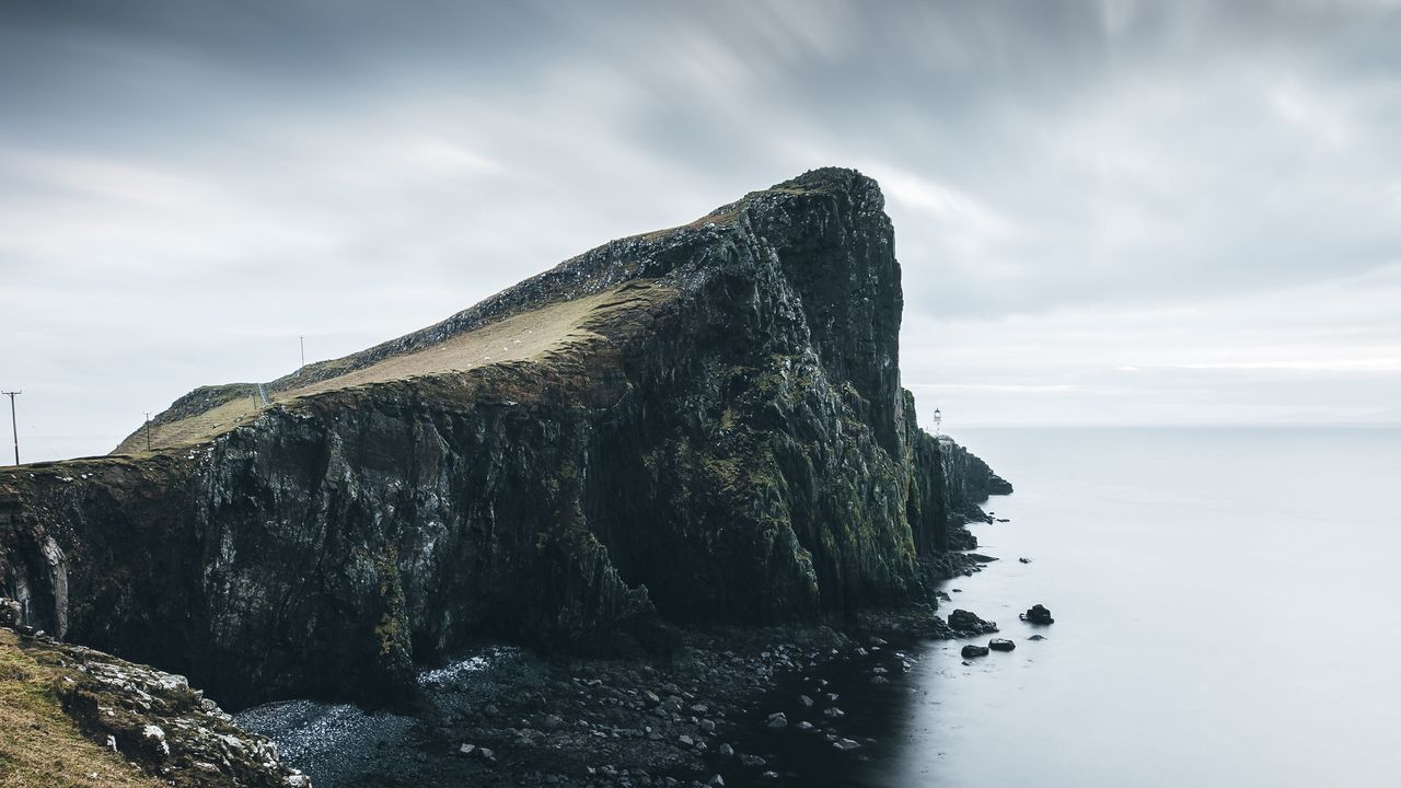 Wallpaper rock, cliff, sea, coast, stones, landscape