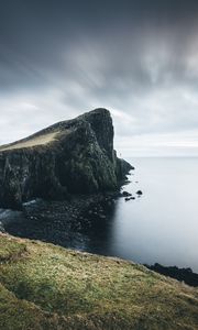 Preview wallpaper rock, cliff, sea, coast, stones, landscape