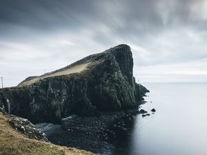 Preview wallpaper rock, cliff, sea, coast, stones, landscape