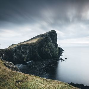 Preview wallpaper rock, cliff, sea, coast, stones, landscape