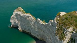 Preview wallpaper rock, cliff, sea, nature, aerial view, coast