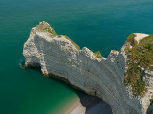 Preview wallpaper rock, cliff, sea, nature, aerial view, coast