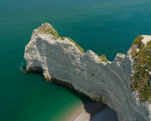 Preview wallpaper rock, cliff, sea, nature, aerial view, coast
