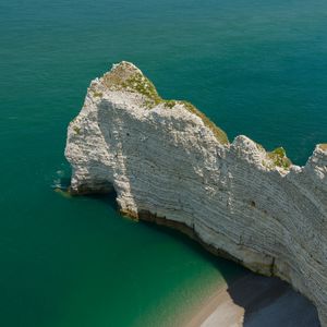 Preview wallpaper rock, cliff, sea, nature, aerial view, coast