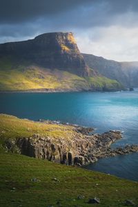 Preview wallpaper rock, cliff, sea, shore, landscape