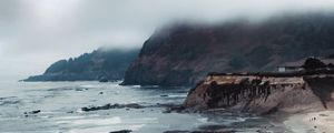 Preview wallpaper rock, cliff, sea, waves, landscape