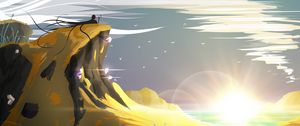 Preview wallpaper rock, cliff, silhouette, fantasy, art