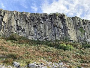 Preview wallpaper rock, cliff, stones, bushes