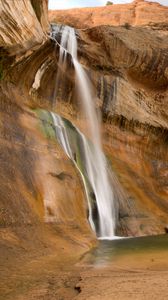 Preview wallpaper rock, cliff, waterfall, river, nature, landscape